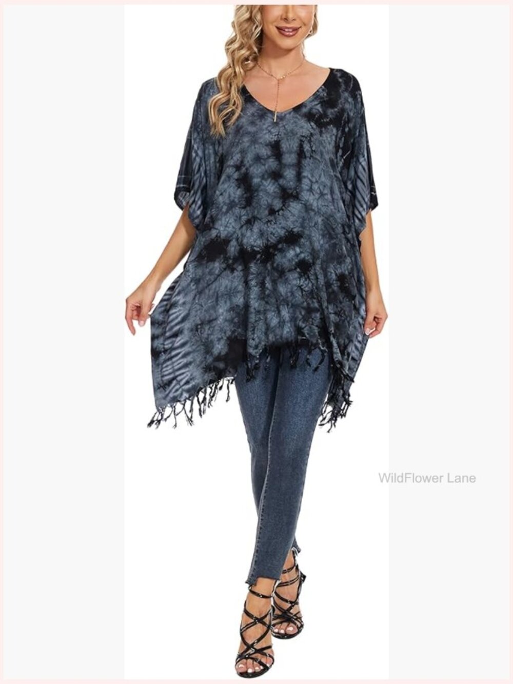 Plus Size Boho Kaftan Tunic Top Tie Dye Hippie Blouse Flowy